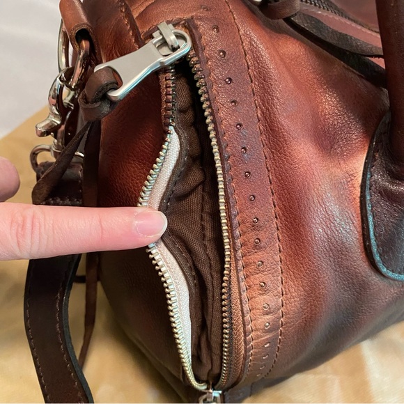 Old Trend hand painted ombre satchel in dark brown - Picture 11 of 16